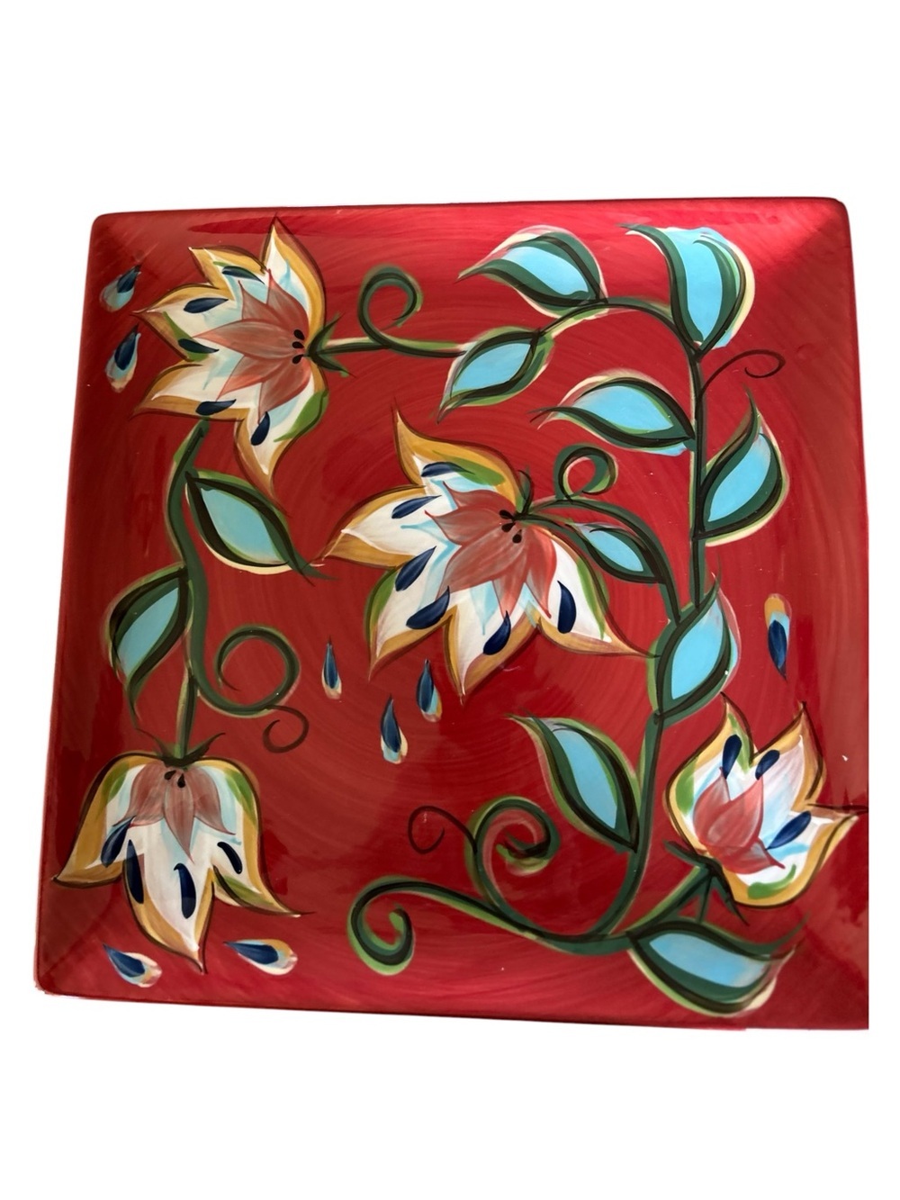 WEEKEND SALE Southern Living Gail Pittman Square Platter 14” Hand Painted